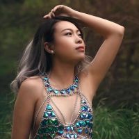 （HOT） European and cross-border new accessories blue crystal bra chain summer beach vacation style bikini body