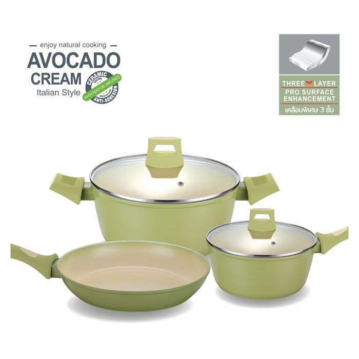 ชุดหม้อกระทะ-besico-ชุดเครื่องครัว-5-ชิ้น-รุ่น-the-avocado-cookware-series-ผลิตจากอะลูมิเนียมคุณภาพสูง-เคลือบเซรามิกหนา-3-ชั้น-แข็งแรง-ใช้ได้กับเตาทุกชนิด-อุปกรณ์เครื่องครัว