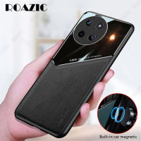 ROAZIC สำหรับ Realme 11 4G/Realme 11 4G เคสโทรศัพท์ NFC ปกหนังเคสป้องกันจานแก้วโลหะในตัวรถยนต์