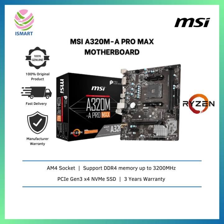 MSI Motherboard A320MA Pro Max AMD AM4 Lazada