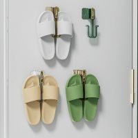 Bathroom slippers rack free punch toilet holder shoes storage fashion color toilet wall hanger drain shelf