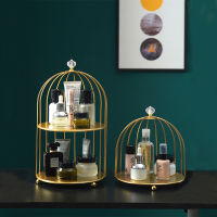 Makeup Organizer Lipstick Cosmetic Storage Box Nordic Style Iron Bird Cage Skin Care Products Shelf Table Perfume Rack Holder