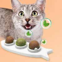 3-in-1 Spinning Mint Balls Safe Natural Ingredient Cat Teeth Health Cleaning Catnip Wall Roller Treats Kitten Chewing Toys Toys