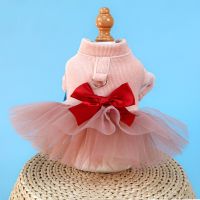 1pc Pet Clothes Dog Princess Dress Pink Dress Spring Autumn Comfortable Dress With Towing Cord Button For Small Medium Dogs Dresses