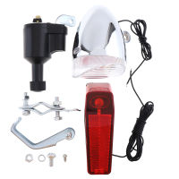 SecurityIng Bicycle Lights White Bike Self-powered Front Light 6V 3W Headlight and Rear Light Halogen Lamp Set Safety