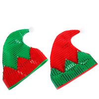 Christmas Elf Hat With Shiny Sequins High Elastic Skin-Friendly Dual Color Hat Gift For Friends Family Members