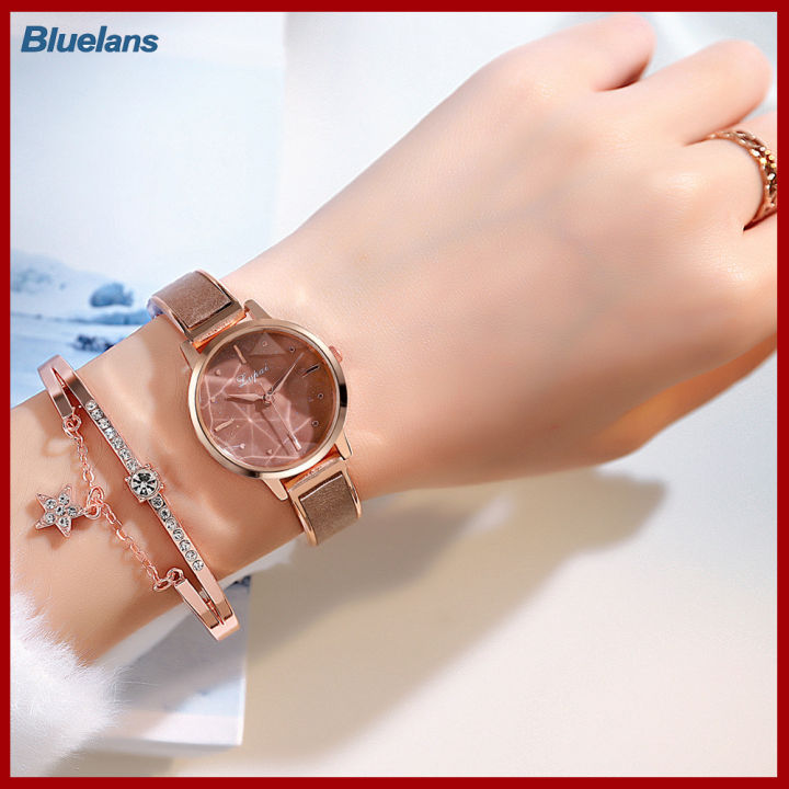 bluelans-lvpai-p1151ผู้หญิงสร้อยข้อมือรูปดาวน้ำกระเพื่อมรูปร่างนาฬิกาข้อมืออะนาล็อกควอตซ์เซ็ตนาฬิกา