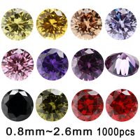 hotx【DT】 Size 0.8mm-2.6mm 1000pcs 5A Round Cut Color Stone Loose CZ Stones Synthetic Beads Jewelry