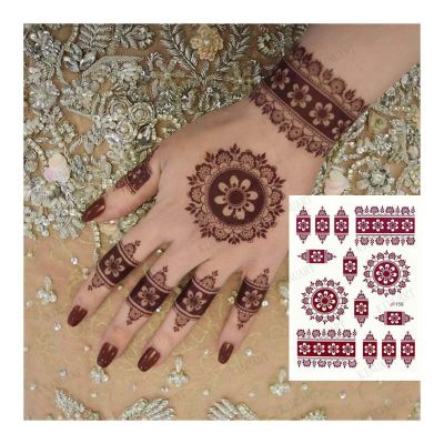 hot！【DT】❂  Tattoos for Hand Maroon Stickers Floral Temporary Fake Tatoo Hena