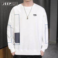 JEEP SPIRIT เสื้อยืดผู้ชายแบบหลวมชุดใหม่ลำลองแบบสวมหัวคอกลมทรงหลวมสำหรับฤดูใบไม้ผลิและฤดูใบไม้ร่วง