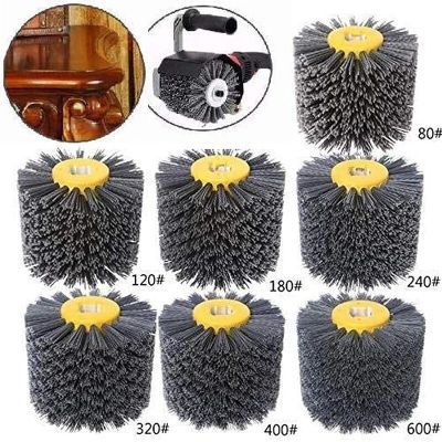 120*100*19mm Multi Grit Abrasive Wire Drawing Tool Nylon Wire Drawing Wheel Abrasive Wire Brush for Wood Furniture Polishing