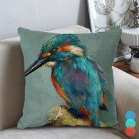 Lovely Bird Cushion Cover Flower Pattern Pillow Covers Decorative for Sofa Bed Living Room Decor Polyester Fauxlinen Accessories Saddle Covers