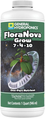 General Hydroponics FloraNova Grow 7-4-10, Robust Strength of Dry Fertilizer But in Rapid Liquid Form, Use for Hydroponics, Soilless Mixtures, Containers &amp; Garden Grown Plants, 1-Quart 1 quart FloraNova Grow