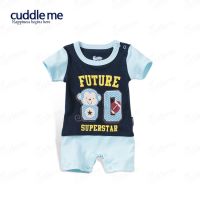 ชุดจั๊มสูทเด็ก แบรนด์ Cuddle me ของแท้ สีกรมสลับสีฟ้าอ่อน ลายลิง Future 80 SuperStar