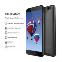 รุ่นสากล AllCall Atom 5.2 นิ้ว 4G โทรศัพท์มือถือ 2GB RAM 16GB ROM HD 2.5D หน้าจอโค้ง Quad Core 8MP กล้องหลังคู่ 2100mAh โทรศัพท์มือถือ Android 7.0