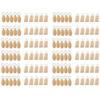 120 Pcs Blank Wooden Key Chain DIY Wood Keychains Key Tags Gifts,60 Pcs Oval &amp; 60 Pcs Square