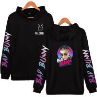 New Hoodie Rapper Bad Bunny Oversized Zip Up /Men Hoodie Sweatshirt Streetwear Hip Hop Long Sleeve Hooded Zipper Jacket Mal Size XS-4XL