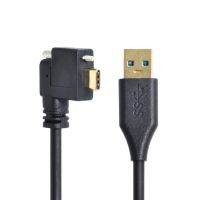 Right angle USB C Cable USB 3.2 Type-C Single Screw Locking to Standard USB 3.0 Data Cable Gold plated 90 Degree for Camera