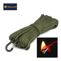 Paracord 4 มม. / 31 เมตรพร้อม Carabiner 550 เชือกสำรอง Firecord Fire Starter แคมป์ปิ้ง การอยู่รอดเดินป่า-ZOK STORE