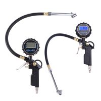 Car Digital Tire Inflator Pressure Gauge with Dual Head Chuck for AUTO RV Motorcycle Bike Car Air Pump Compressor