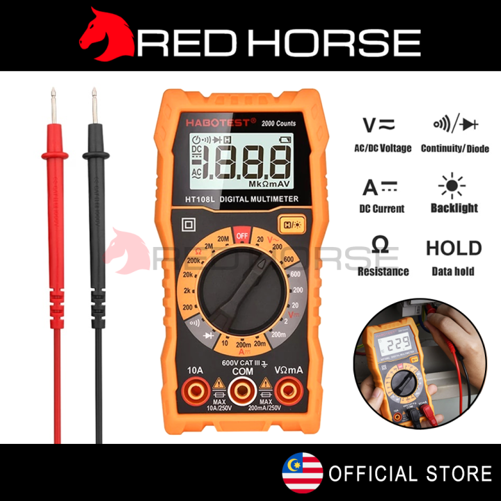 RED HORSE Digital Multimeter HT108L Manual Range Mini Voltage Meter