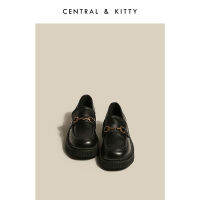 HAB210 CENTRAL &amp; KITTY รองเท้าแพลตฟอร์มสไตล์อังกฤษ,รองเท้าโลฟเฟอร์หนังขนาดเล็กรองเท้าเพิ่มความสูงของผู้หญิงฤดูใบไม้ผลิและฤดูใบไม้ร่วง