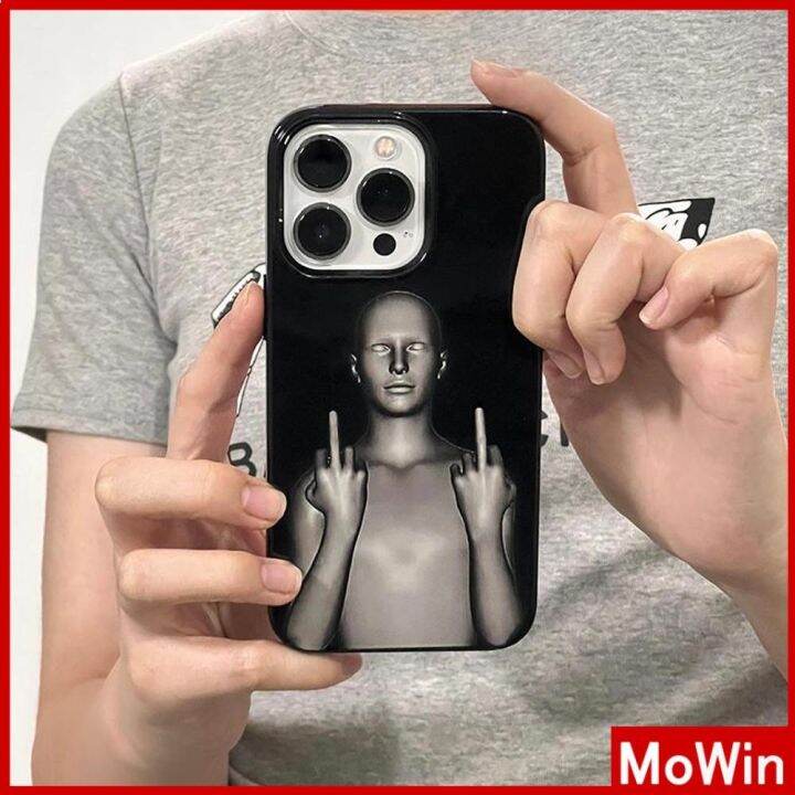 mowin-เข้ากันได้สำหรับ-เคสไอโฟน-เคสไอโฟน11-เคส-iphone-soft-สีดำเงากล้องผู้ชายรูปตลก-ป้องกันการกระแทก-ใช้ได้กับไอโฟน-14-13-12-โปรแม็กซ์