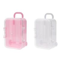 2x White /Pink Mini Roller Travel Suitcase Candy Box Personality Creative Wedding Candy Box Luggage Trolley Case Candy Toy Small Storage Box