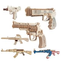 DIY 3D Wooden Puzzle Gun Pistol Model Buliding Kit Toys Assembly Gun Model Games Board Model Educational Toys Children Gifts