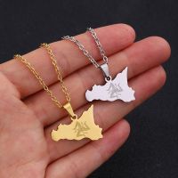 【CC】 Map Flag Pendant Necklace for Men Gold Color / Ethnic Anniversary Jewelry