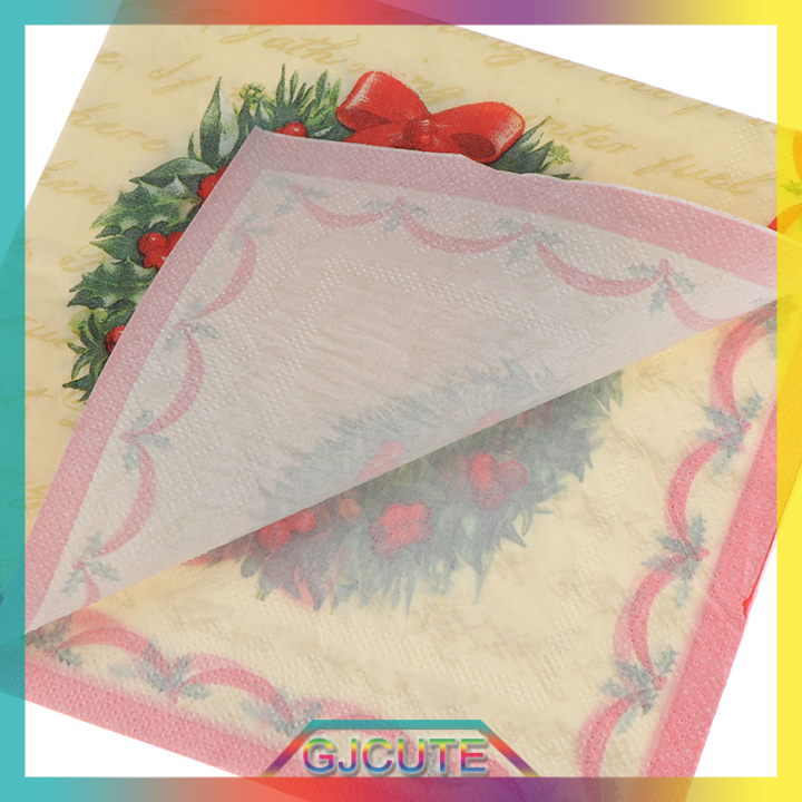 gjcute-20ชิ้น-เซ็ตผ้าเช็ดปากแบบใช้แล้วทิ้งกระดาษทิชชูพิมพ์ลายกราฟิกของตกแต่งคริสต์มาส