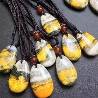 ธรรมชาติ Bumblebee จี้ Jasper Water Drop Shape คริสตัลควอตซ์ Healing Stone แฟชั่นของขวัญเครื่องประดับสำหรับผู้ชายผู้หญิง