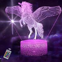 Acrylic 3D Unicorn Lamp for Girls Led Night Light for Kids Bedroom Decoration 7 Color Changing Nightlight Child Gifts for Night Lights