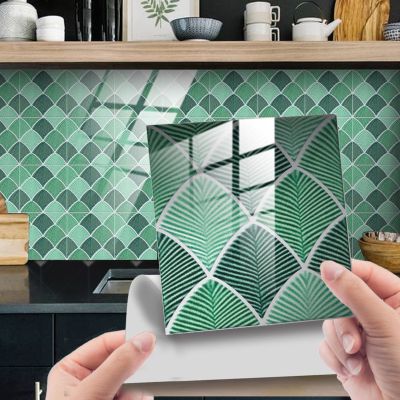 Creative Crystal Mosaic 3D Wall Stickers 10PCS Self Adhesive Tile Stickers Kitchen Bathroom Simulate Ceramic Stickers Decoration