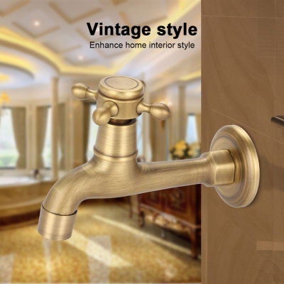 Zerone Vintage Faucet, Wall Mounted Vintage Solid Brass Faucet Single Cold Water Tape for Kitchen Sink Mop Pool