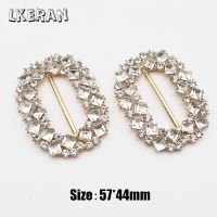 2 Buah 57x44MM Slider Persegi Panjang Berkilau Berlian Imitasi Gesper Kristal Dekorasi Pernikahan Cocok Pita dan Sepatu Sabuk Pas Gesper Pakaian