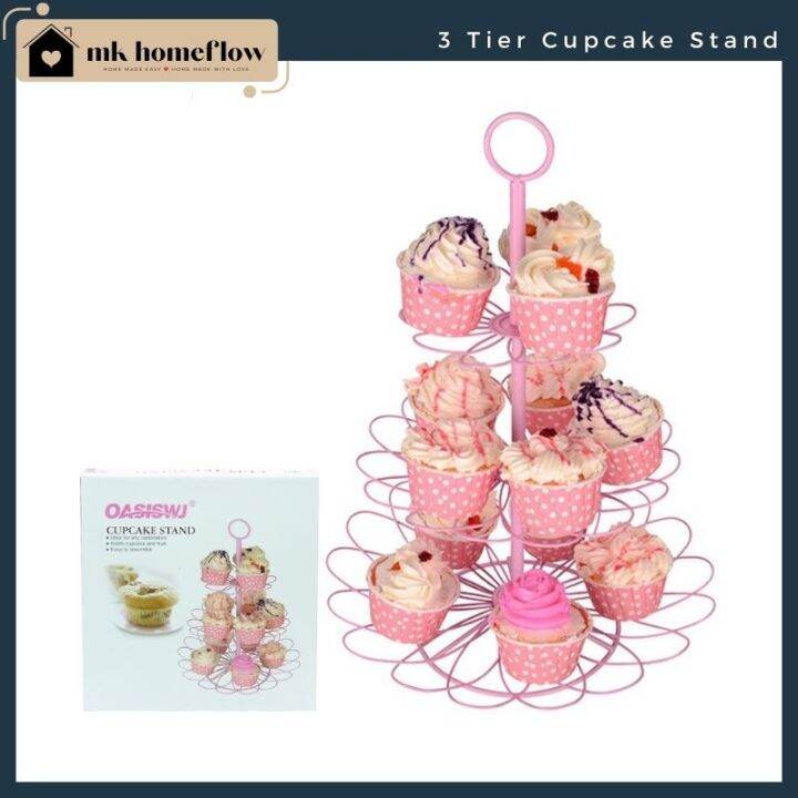 MK HomeFlow 3 Tier Cupcake Stand Wire Rack, Fruit Tray, Snack Stand