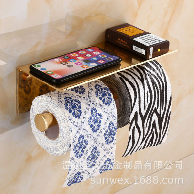 Golden black space aluminum double roll cell phone paper towel holder lengthened toilet roll paper holder toilet toilet