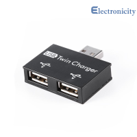 USB2.0ชายกับคู่ชาร์จคู่2พอร์ต USB Splitter Hub อะแดปเตอร์แปลง