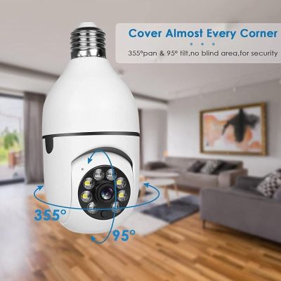 ZZOOI 594F Light Bulb Security Camera 1080P High Definition 360 Degree Panoramic View Lens Night Vision  APP Remote Viewing
