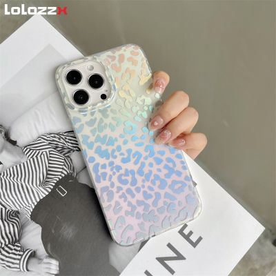 Trendy Laser Tiger Leopard Print Gradient Phone Case For iPhone 12 13 14 Pro Max Plus Soft Shockproof Bumpe Back Cover Funda