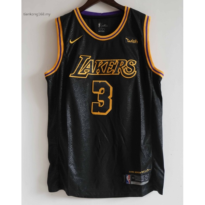 Anthony Davis 3 LA Los Angeles Lakers Black Jersey basketball Snakeskin 