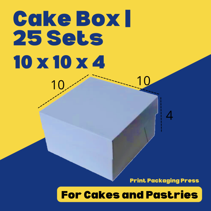 Cake Box 10x10x4 Plain White No Window Cake Box Carton Packaging 25 sets 50 sets 75 sets 100