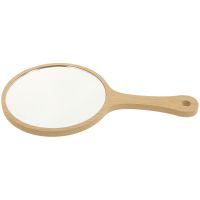 Mini Vanity Mirror Women Mini Portable Girls Mirrors Handle Wooden Vanity Handheld Makeup Miss Crafts Mirrors