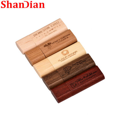 Hot SHANDIAN Maple ไม้ USB 2.0แฟลชไดรฟ์4GB 8GB 16GB 32GB 64GB 128GB ไดรฟ์ปากกาโลโก้ฟรี Memory Stick ของขวัญ Key Chain U Disk