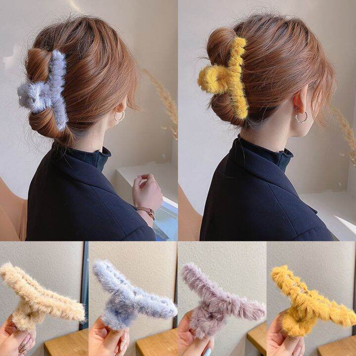 Large Plush Hair Clips Fluffy Hair Clips Suitable for Girls with High