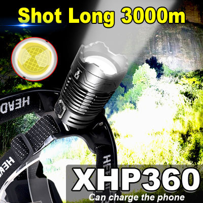 2022 XHP360 Brightest Led Headlamp Zoomable 36-Core Headlight USB Rechargeable 7800mah Battery Head Flashlight Lamp