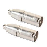 2pcs โลหะ XLR 3 พินชาย RCA ช่องเสียบเสียงหญิงหัวต่อปลั๊กอะแดปเตอร์