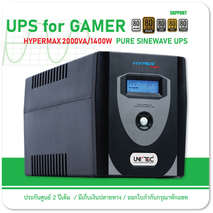 ups-2000va-1400w-hypermax-ups-เพียวซายน์เวฟ-รองรับคอมทุกชนิด-เกมมิ่ง-imac-psu-80plus-ps4-ps5-server-network-และอื่นๆ-ของแท้-ประกัน-2-ปี
