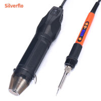 Silverflo 928D 100W Soldering Iron Kit 500 Celsius Digital Temperature Adjustable Soldering Iron Station with Hot Air Dryer